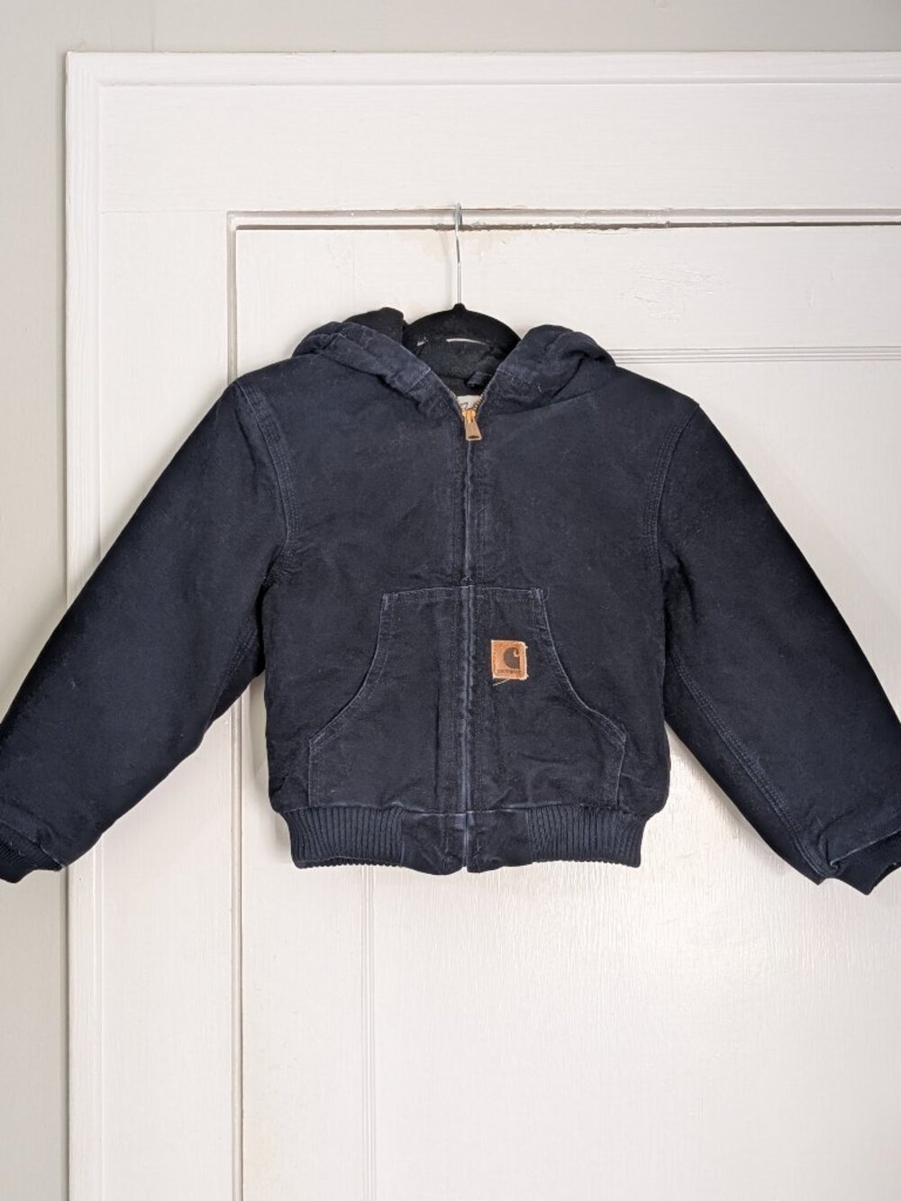 Carhartt Youth Boys Small 6/7 Blue YYJ130 MDT Canvas Hooded Jacket VTG Lined